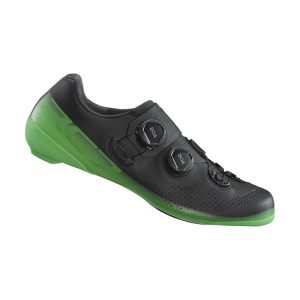 SHIMANO RC702 男性碳纖維公路車鞋(黑/綠)